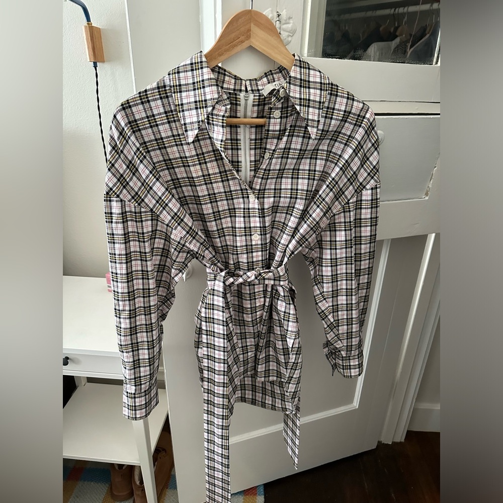 Tibi Plaid Long Sleeve Shirt